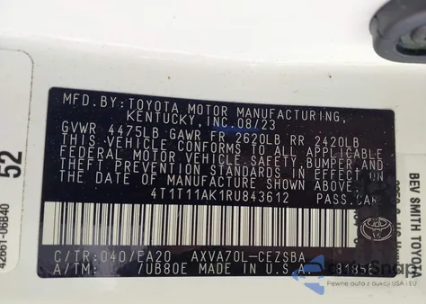 2024 Toyota Camry Se Night Shade из США, поврежденный, VIN 4T1T11AK1RU843612